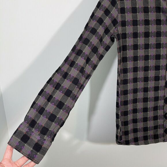 BDG Women's Multicolor Embroidered Plaid Fitted Button Up Shirt Size S - Picture 5 of 7